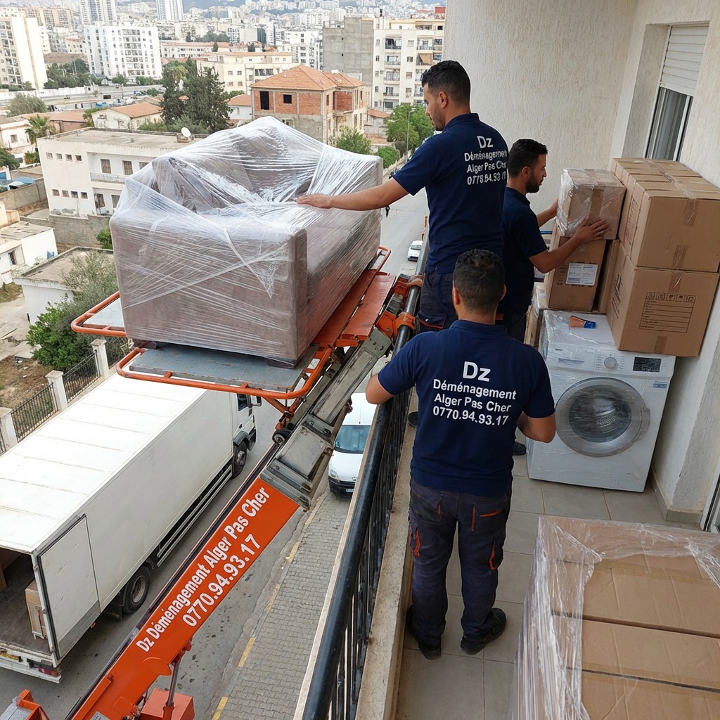 Équipe Dz Déménagement - levage de mobilier au monte-meubles
